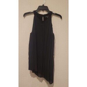 Saks fifth ave pleated asymmetry hem top blouse in black women medium